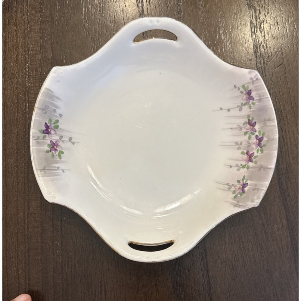 Meito China Hand Painted Bowl With Handles Gold Trim